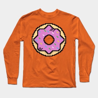 Cute Pink Donut - Pixel Icon Long Sleeve T-Shirt